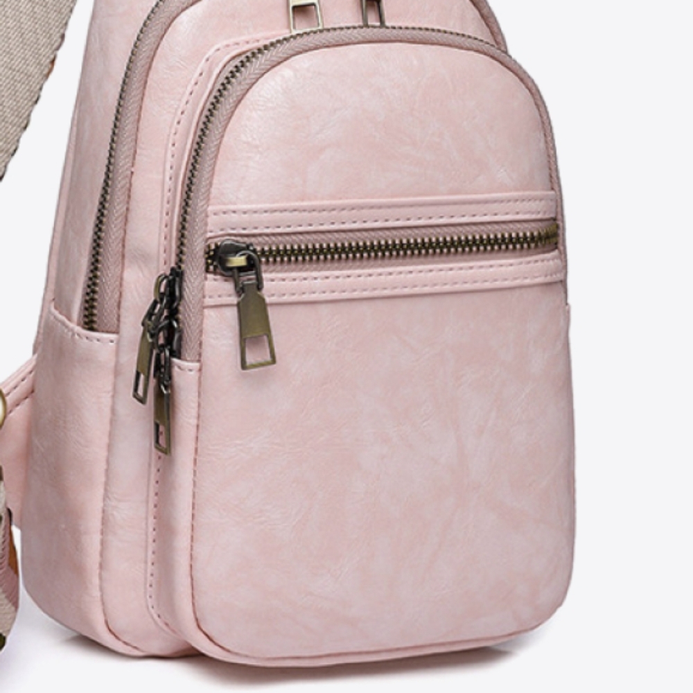 Vegan Leather Sling Bag Crossbody Shoulder Purse Convertible Wide Guitar Strap - Picture 9 of 14